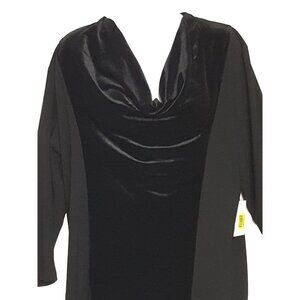 Judith Hart Womens Blouse XL Black Cowl Neck Long Sleeve Velour Inset